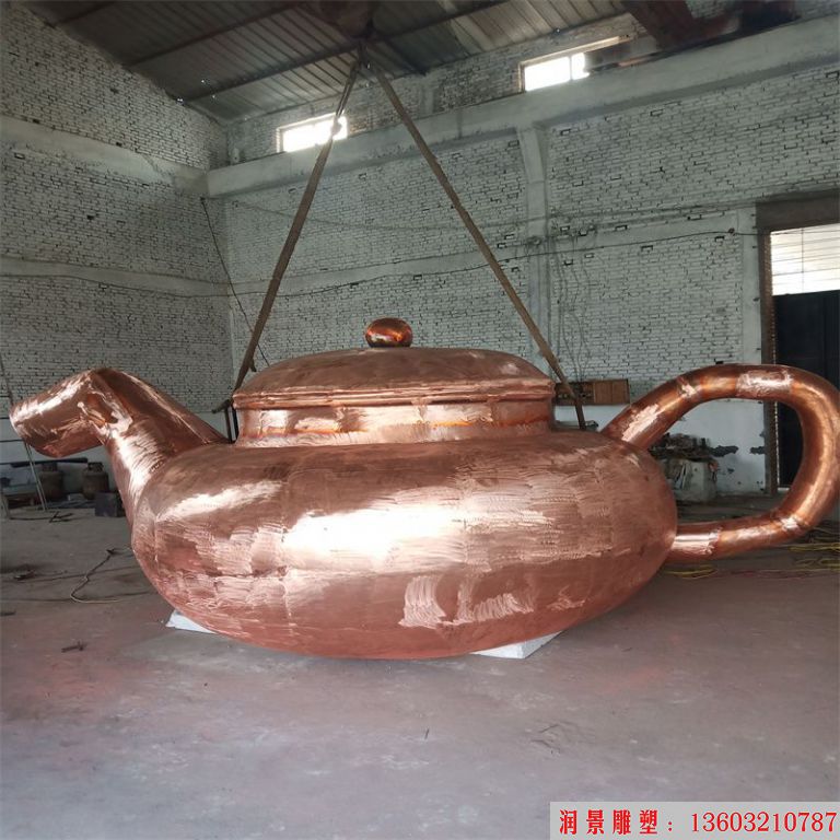 紫铜天壶喷泉 流水壶景观 悬空茶壶 (13)